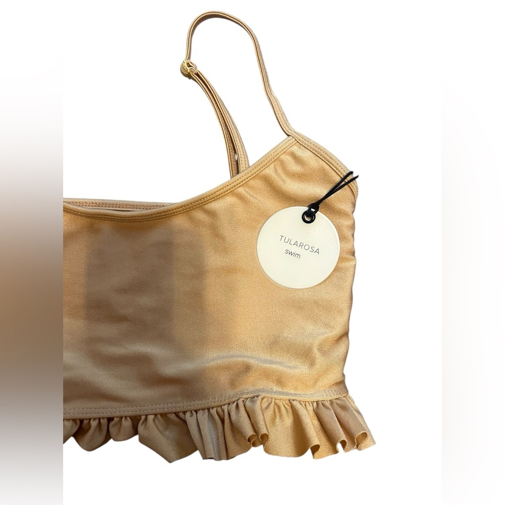 Tularosa Revolve Bali Ruffle Bikini Swim Top in Gold - Picture 5 of 7